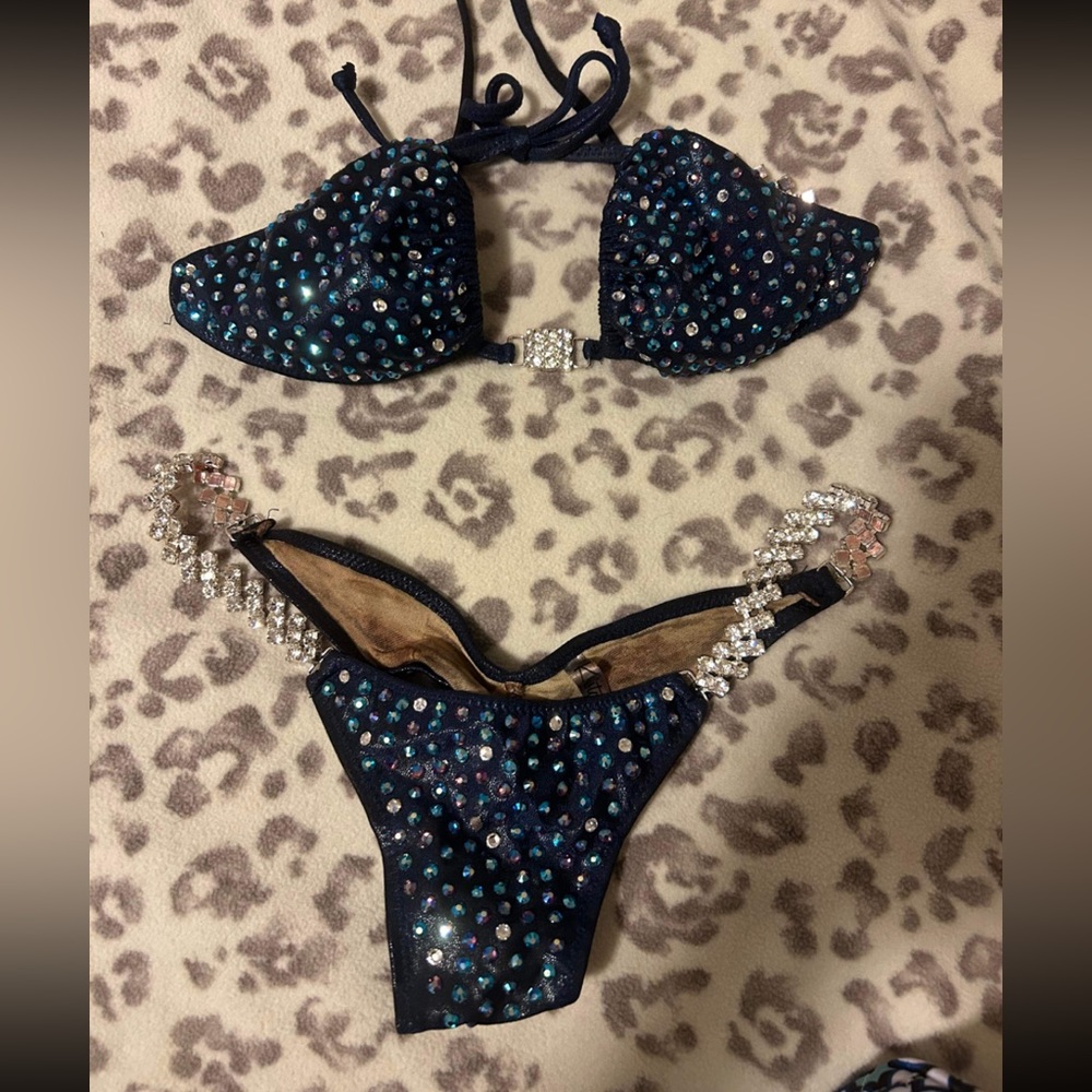 Dark blue bikini competition suit